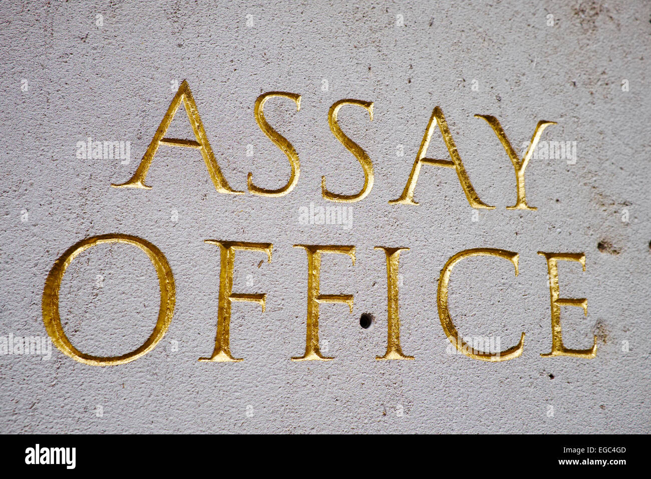 The Assay Office Sign Goldsmiths Hall Gutter Lane City Of London UK Stock Photo