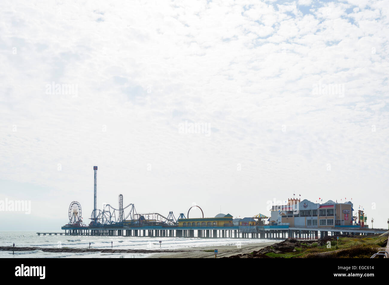 Galveston Island Historic Pleasure Pier, Galveston, Gulf Coast, Texas, USA Stock Photo