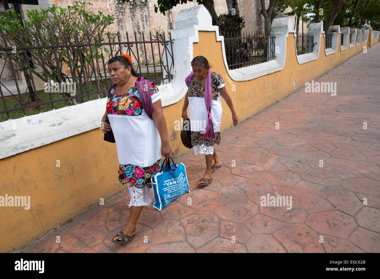 Mayan Women, Valladolid, Yucatan, Mexico Stock Photo