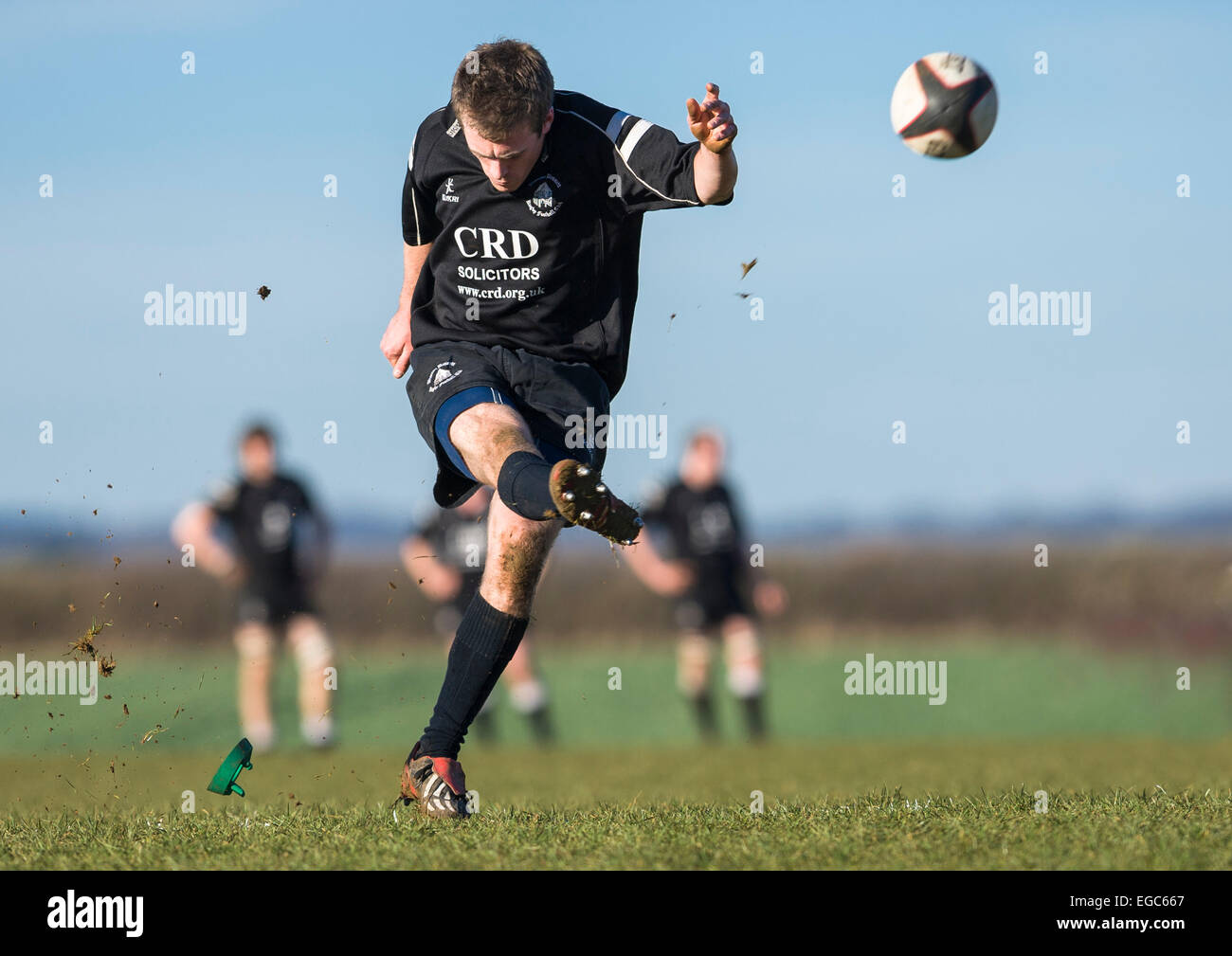 Rugby player kicking conversion Stock Photo Alamy