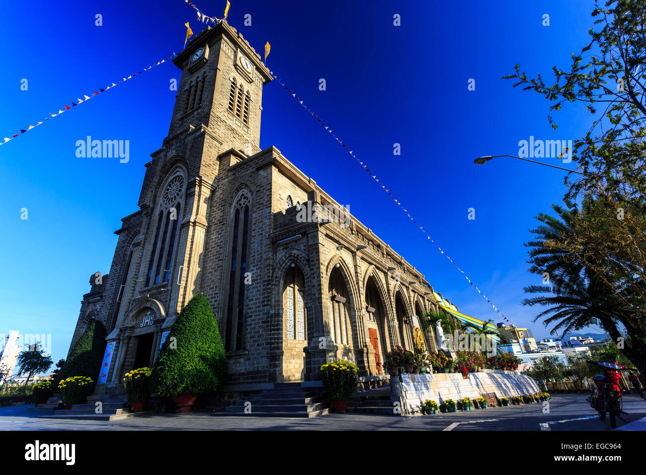 King Cathedral (Stone Church) in the evening. Nha Trang, Vietnam Stock Photo