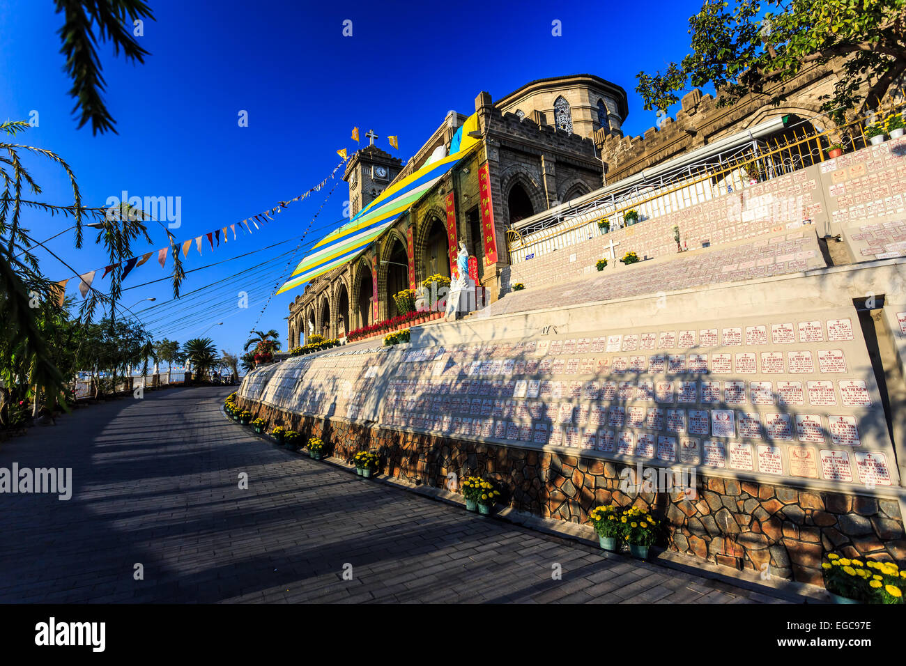 King Cathedral (Stone Church) in the evening. Nha Trang, Vietnam Stock Photo