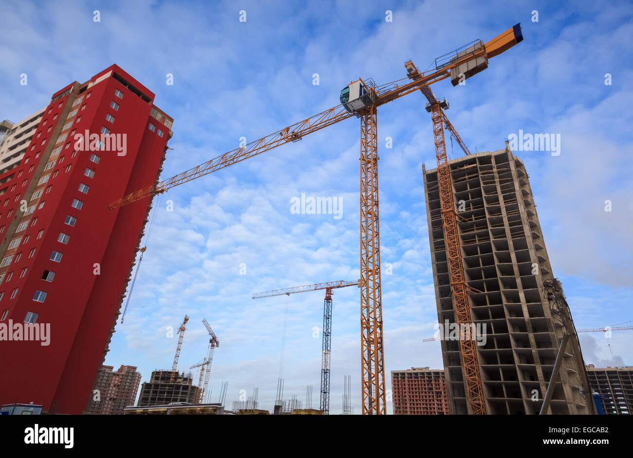 High-rise apartment building under construction. Stock Photo