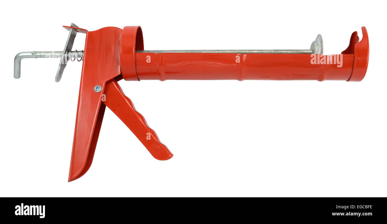 Red silicon glue gun isolated on white Stock Photo Alamy