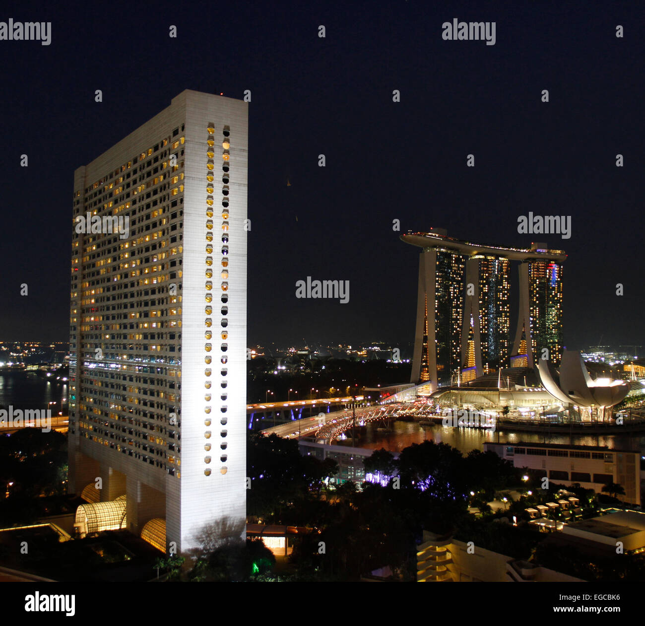 Singapore cityscape at night Stock Photo - Alamy