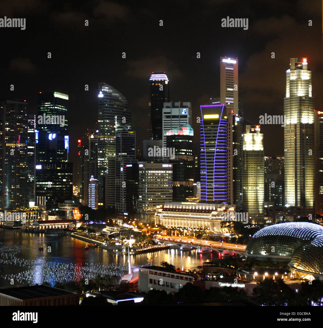 Singapore cityscape at night Stock Photo - Alamy