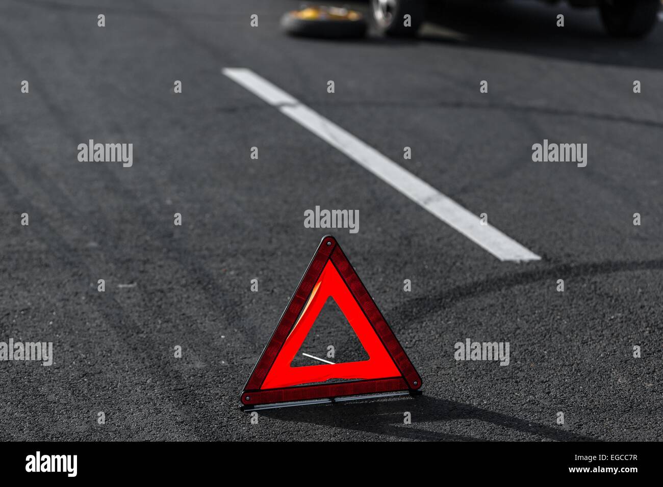 Red triangle of a car Stock Photo - Alamy