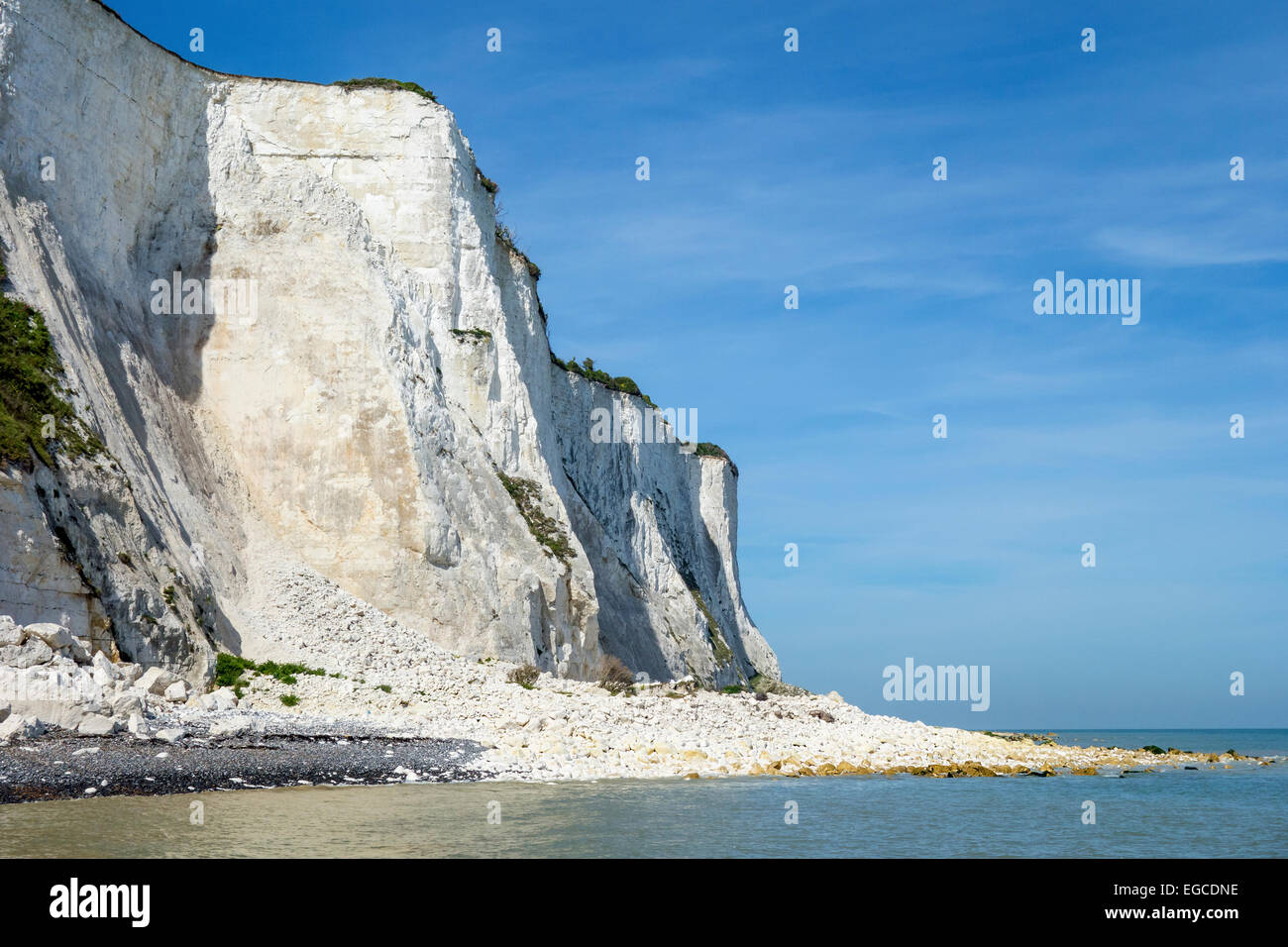Coastal Erosion Cliff Fall Chalk Cliffs of Dover Kent England UK Stock