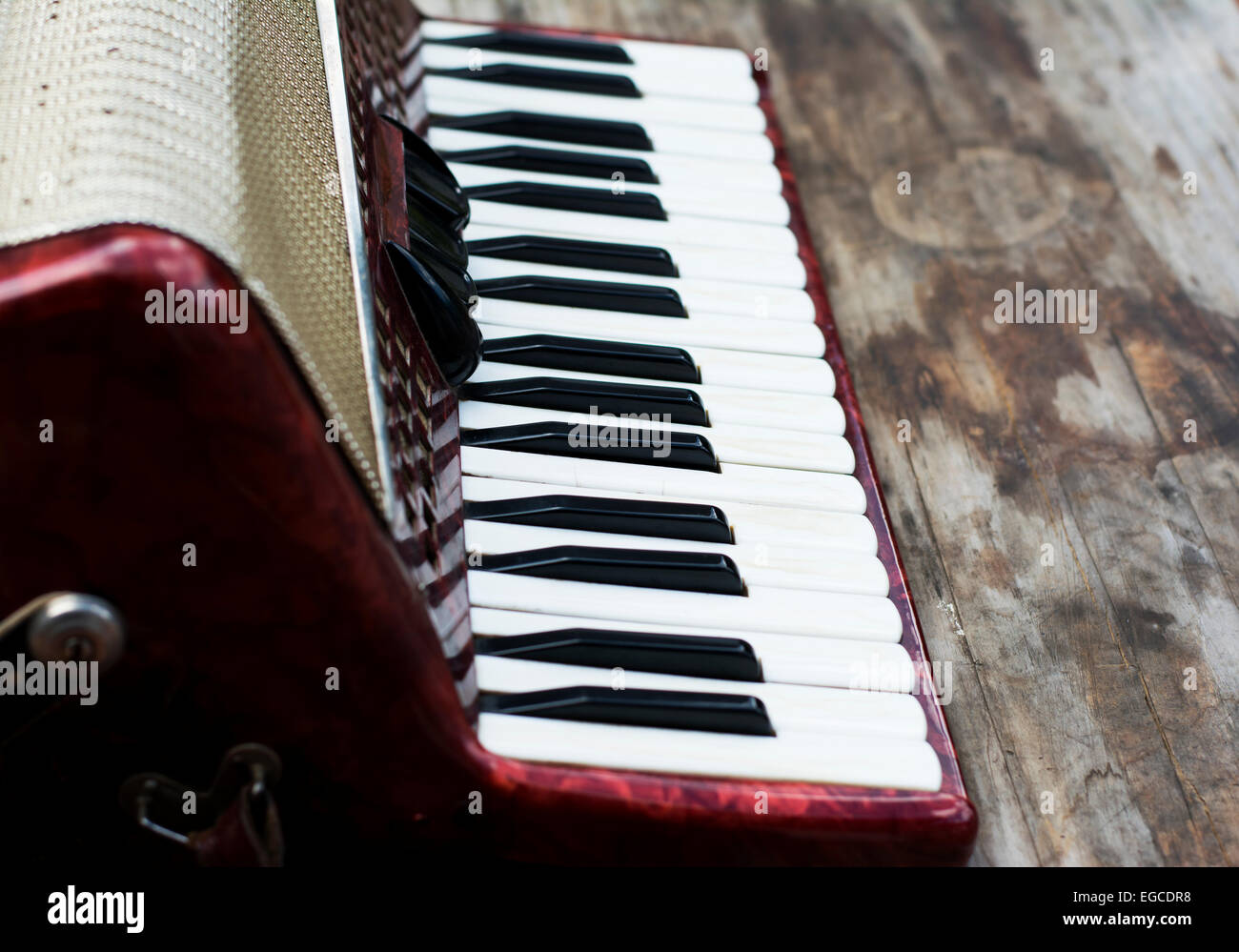 Keyboard closeup on a red classic children accordion Stock Photo Alamy