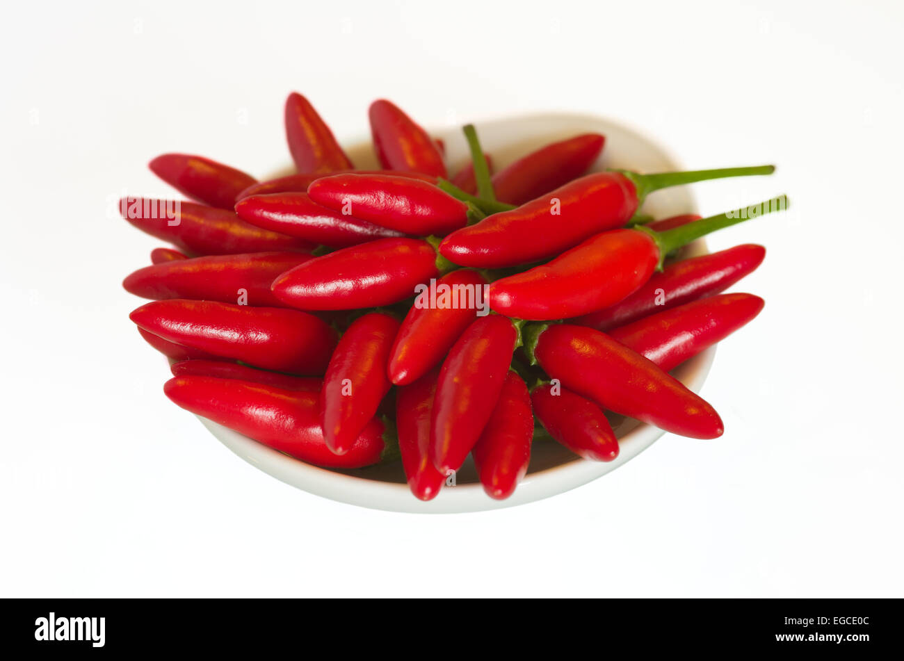 Bowl of chilis - Capsicum sp. Stock Photo