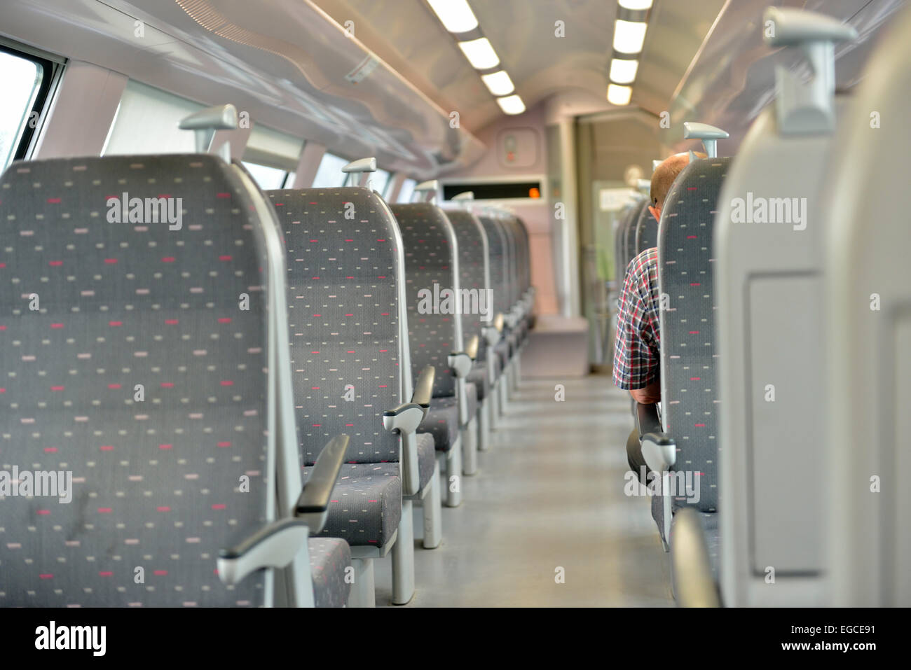 Train interior, Belgium Stock Photo