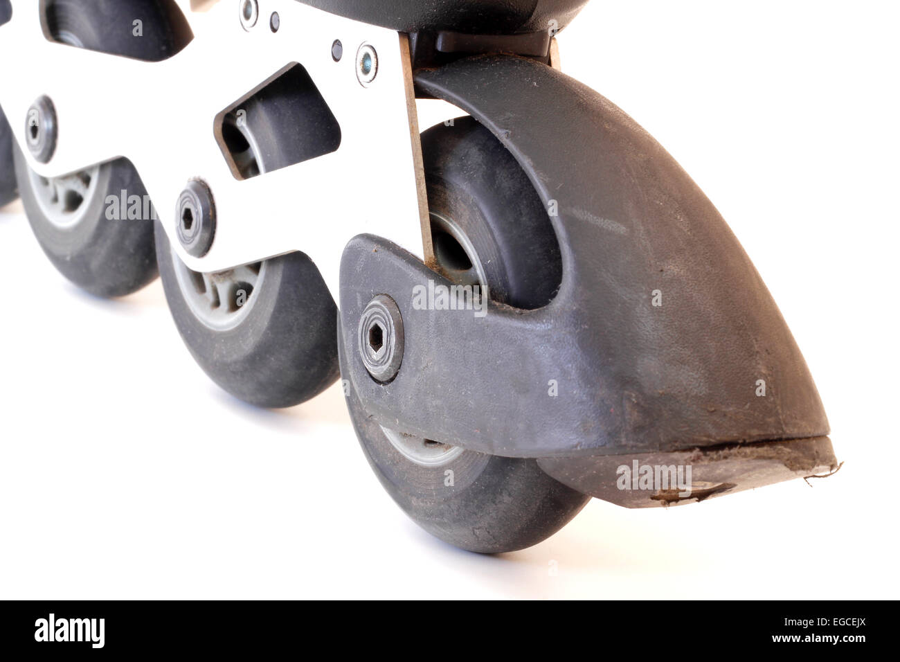 Worn brake inline skate Stock Photo Alamy