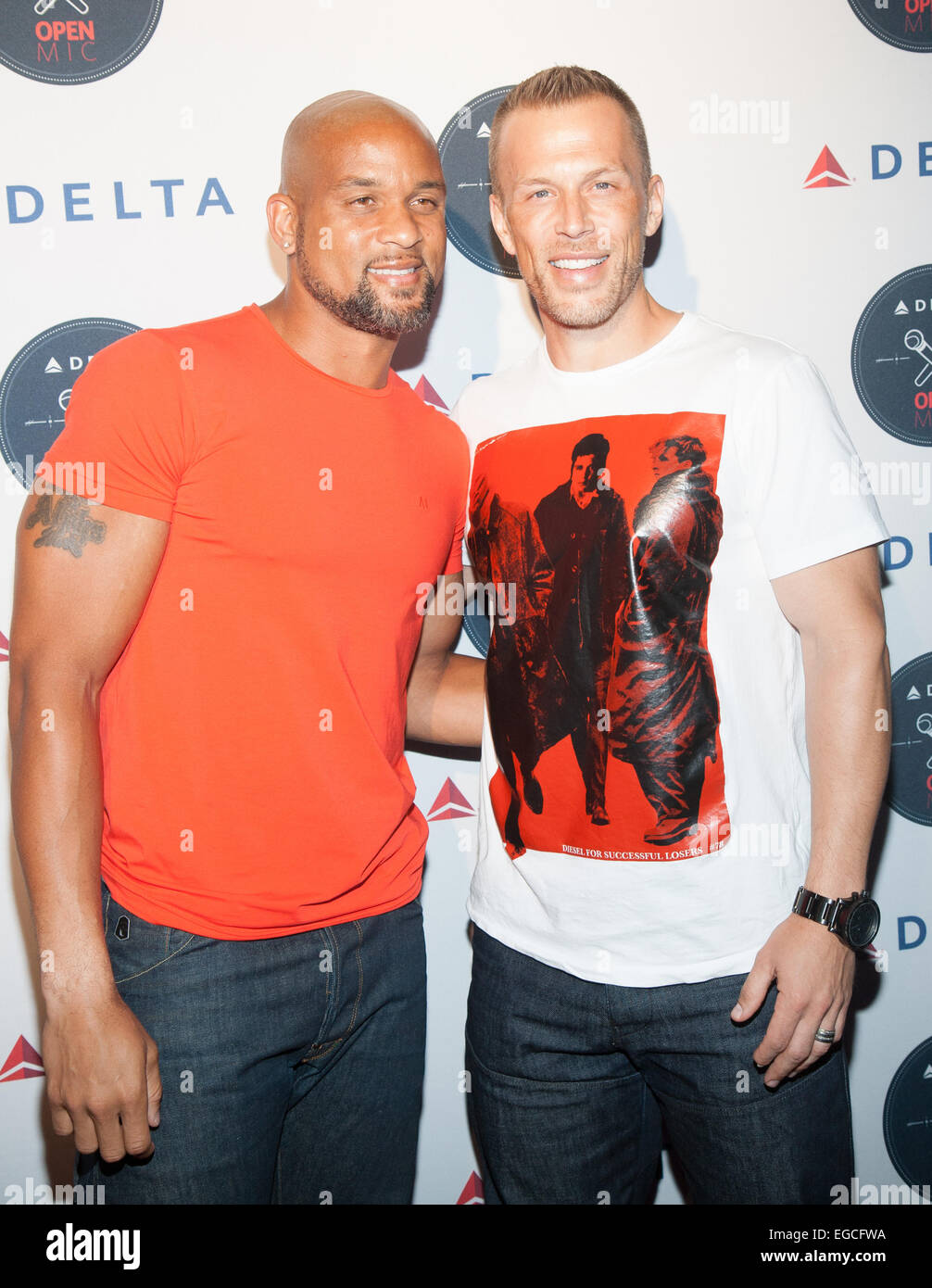 Delta Air Lines karaoke event, 'Delta Open Mike' at Arena Featuring: Shaun T,Scott Blokker Where: New York City, New York When: 20 Aug 2014 Stock Photo