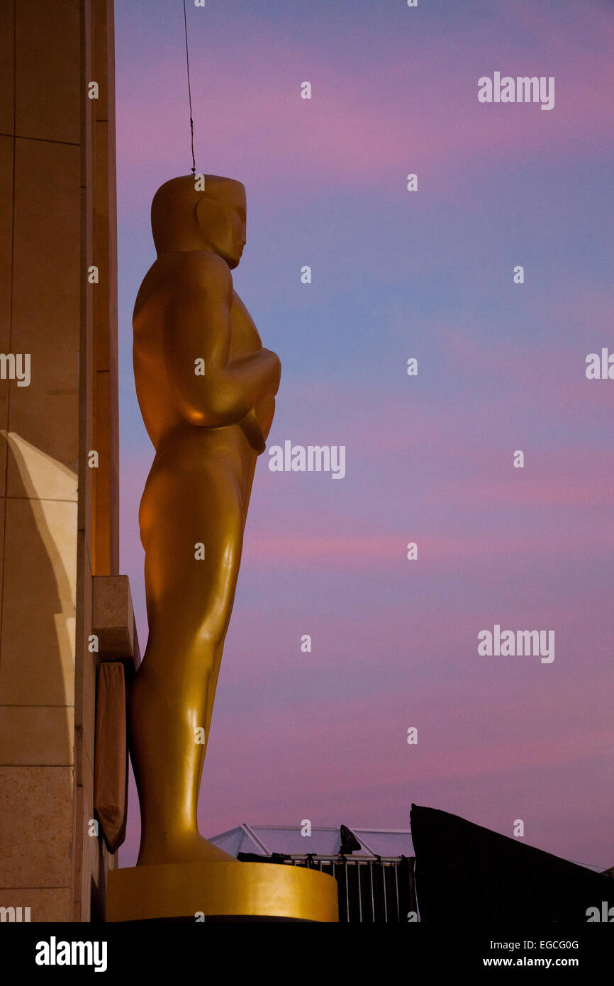 Oscar statue, Hollywood Boulevard - two days before the Oscars ceremony - Los Angeles, California Stock Photo