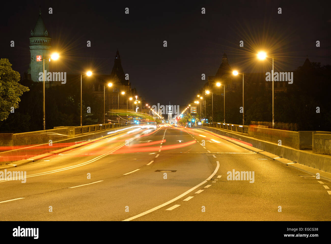Adolphe bridge at night, Luxembourg City, Luxembourg Stock Photo