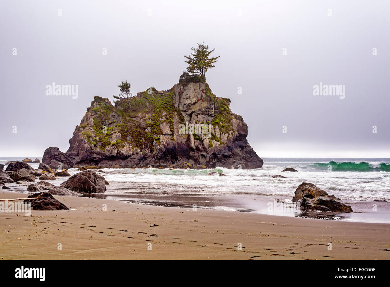 Rock formation off of Hidden Beach. Northern California coastline, United States. Stock Photo