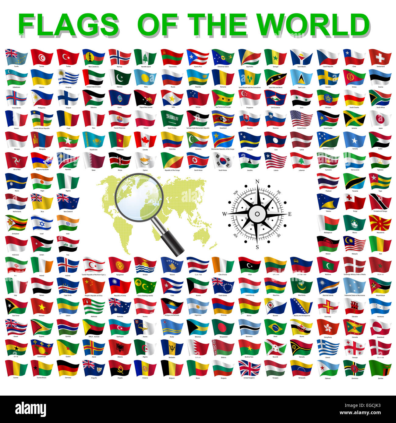 Set of Flags of world sovereign states. Vector illustration Stock Photo