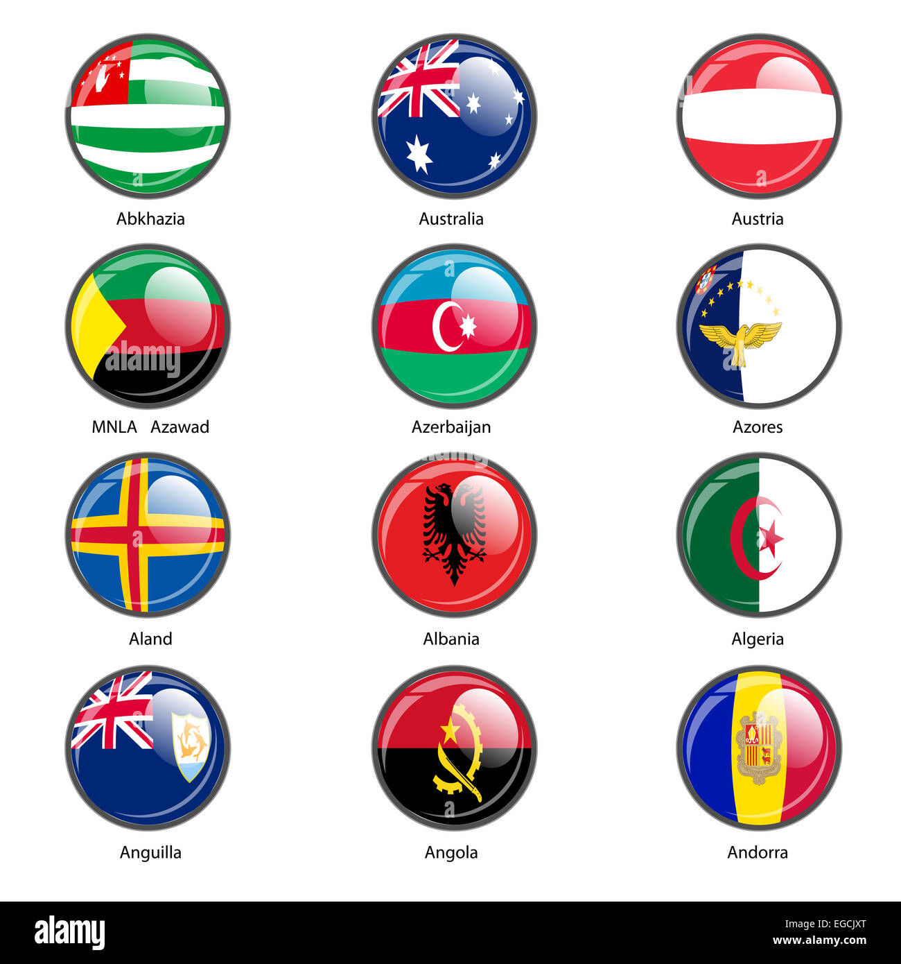 Set Circle Icon Flags Of World Sovereign States. Vector Illustr Stock ...