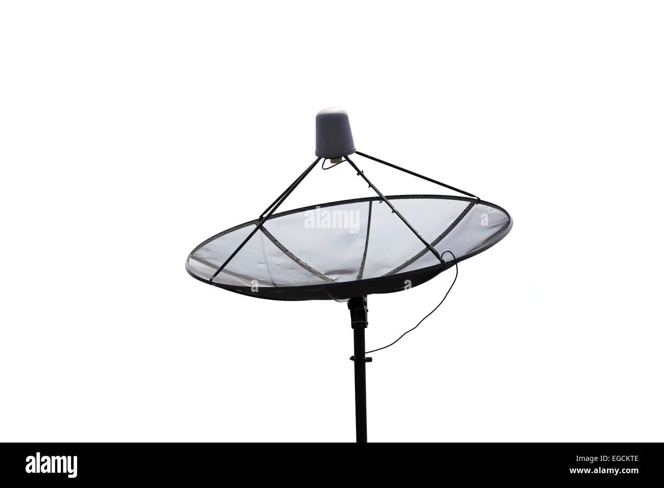 black satellite dish on white background. Stock Photo