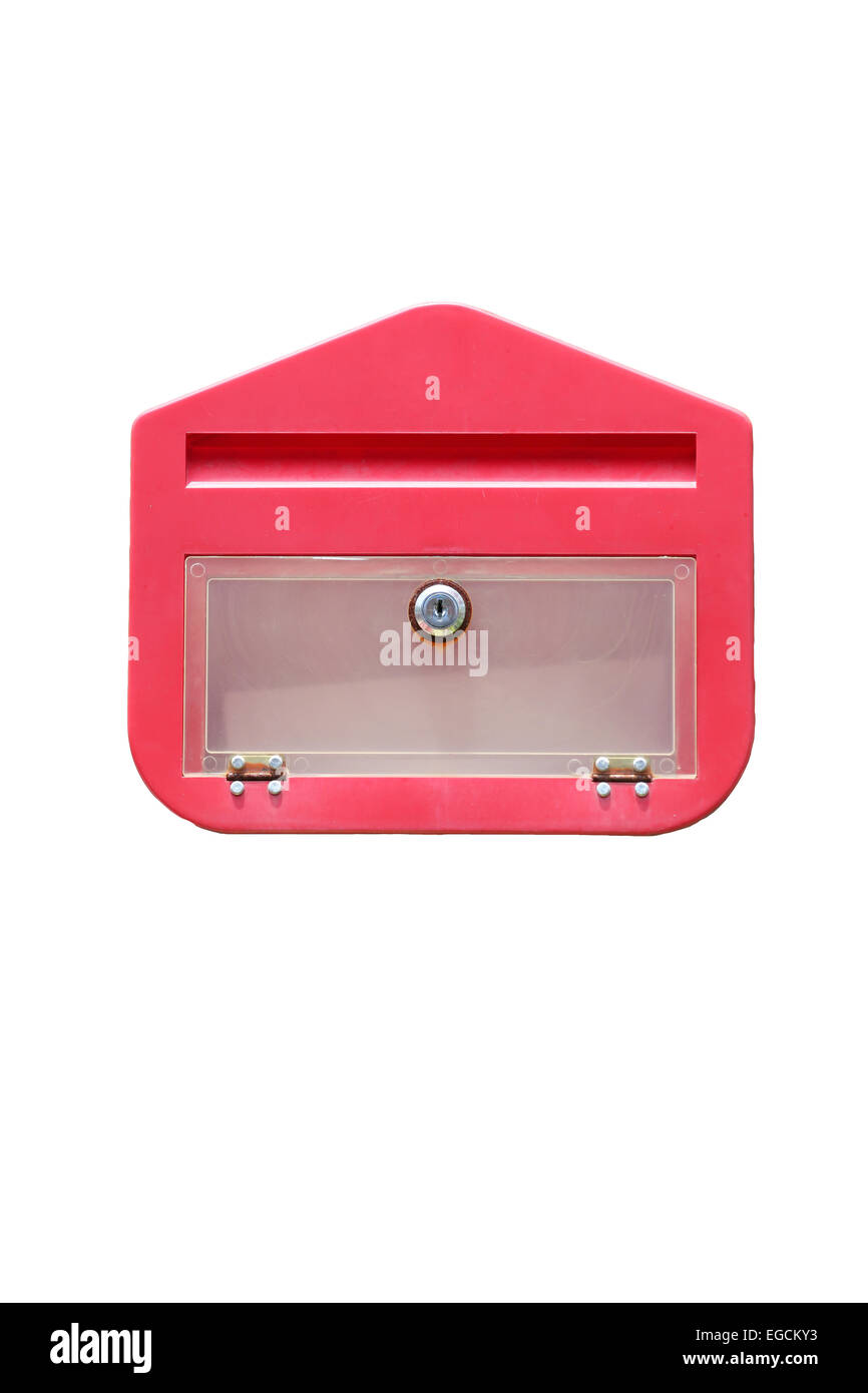 Red mailbox on white background. Stock Photo