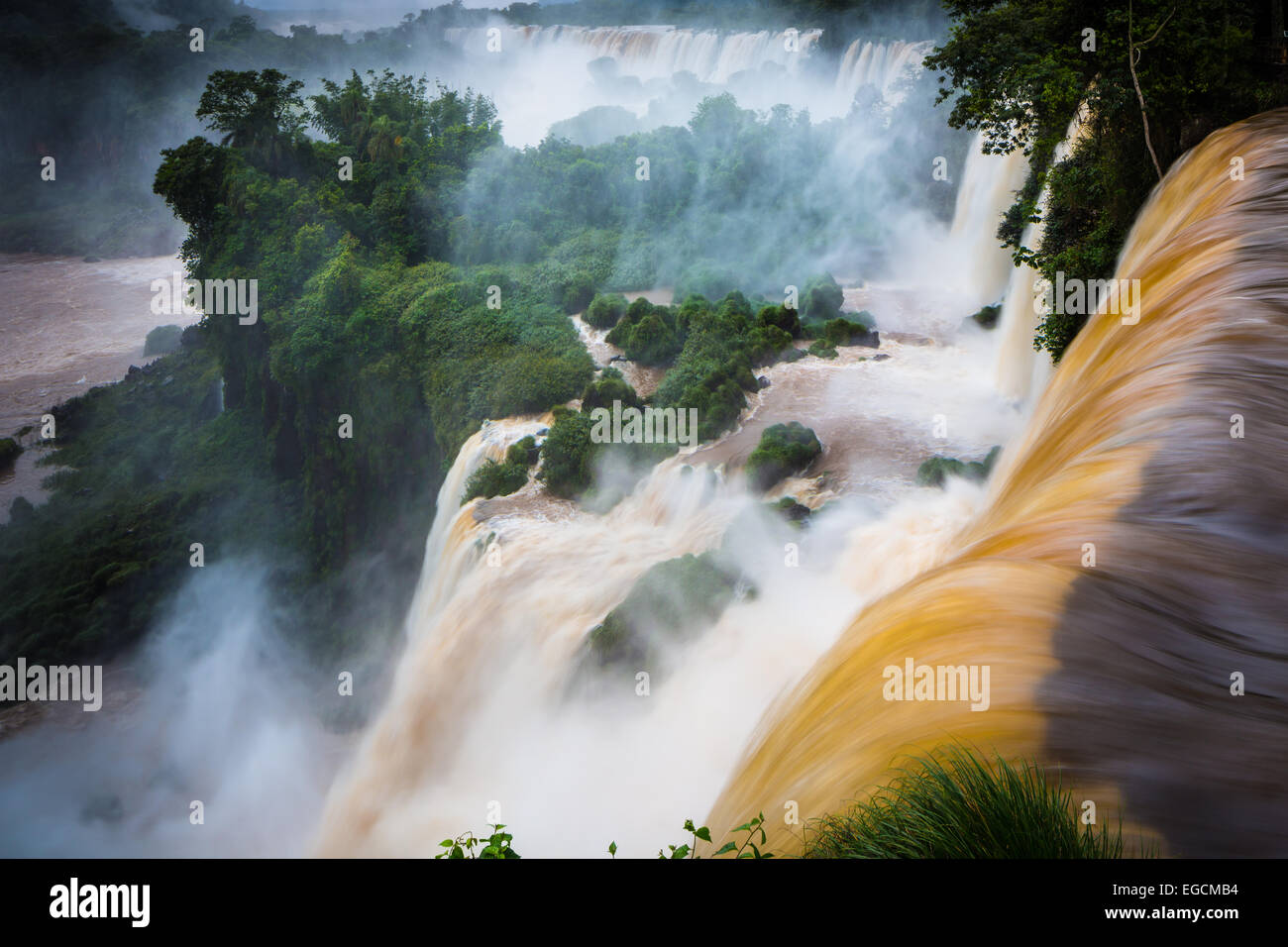 Iguazu Falls are waterfalls of the Iguazu River on the border of Argentina and Brazil Stock Photo