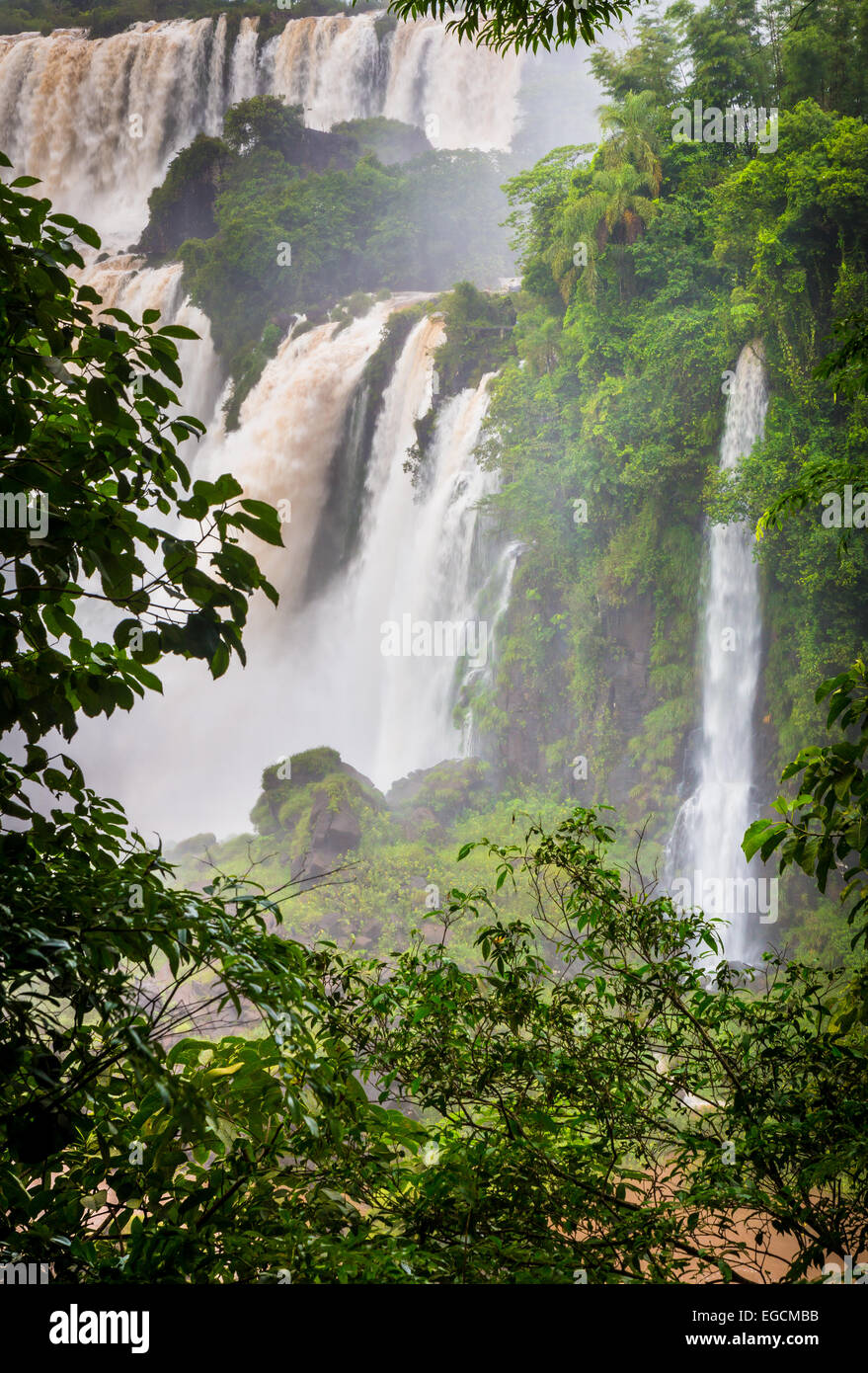 Iguazu Falls are waterfalls of the Iguazu River on the border of Argentina and Brazil Stock Photo