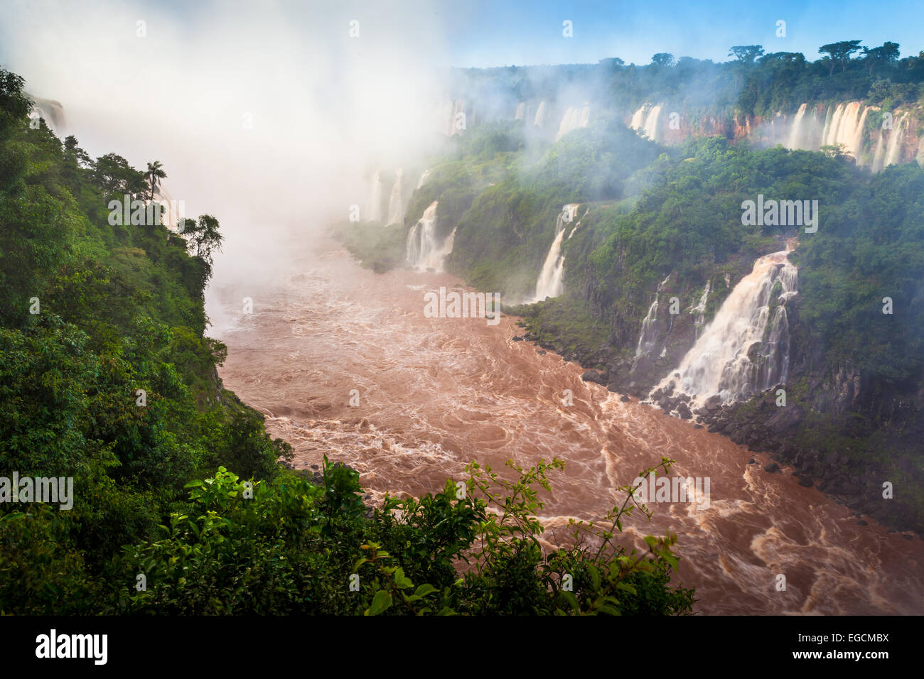 Iguazu Falls are waterfalls of the Iguazu River on the border of Argentina and Brazil Stock Photo