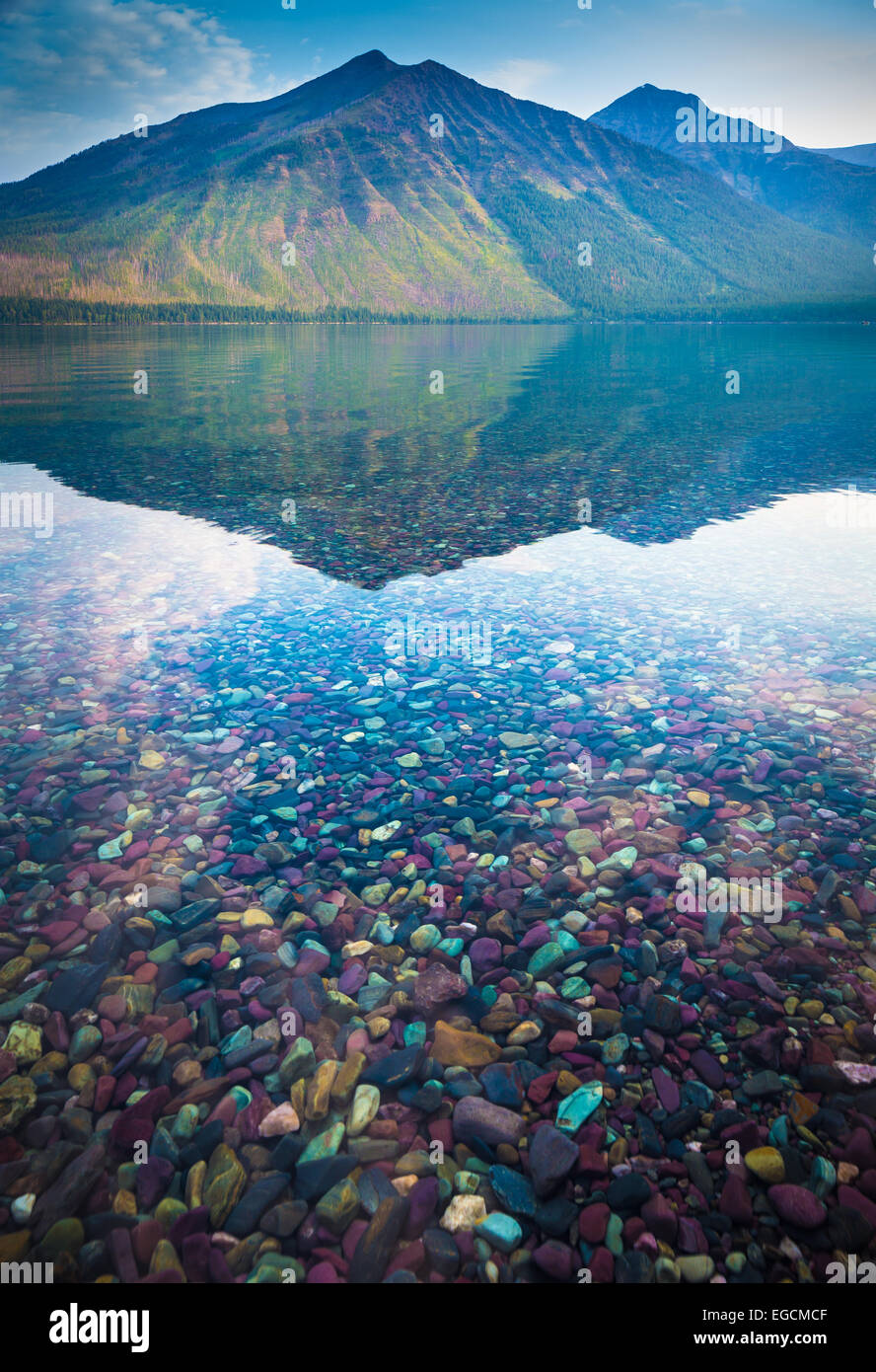 Lake McDonald is the largest lake in Glacier National Park, Montana Stock Photo