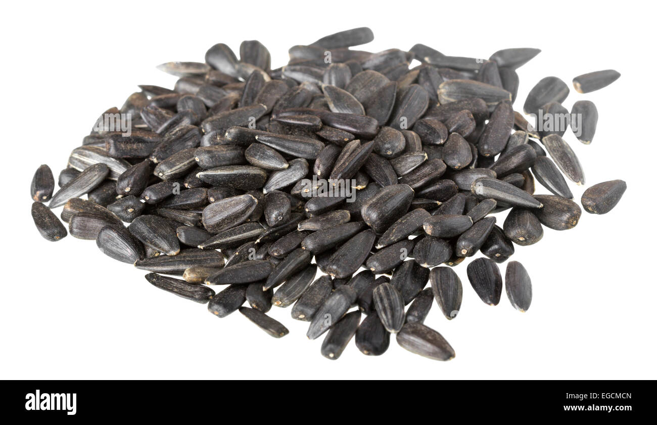 Black sunflower seeds close up isolated on white background Stock Photo ...