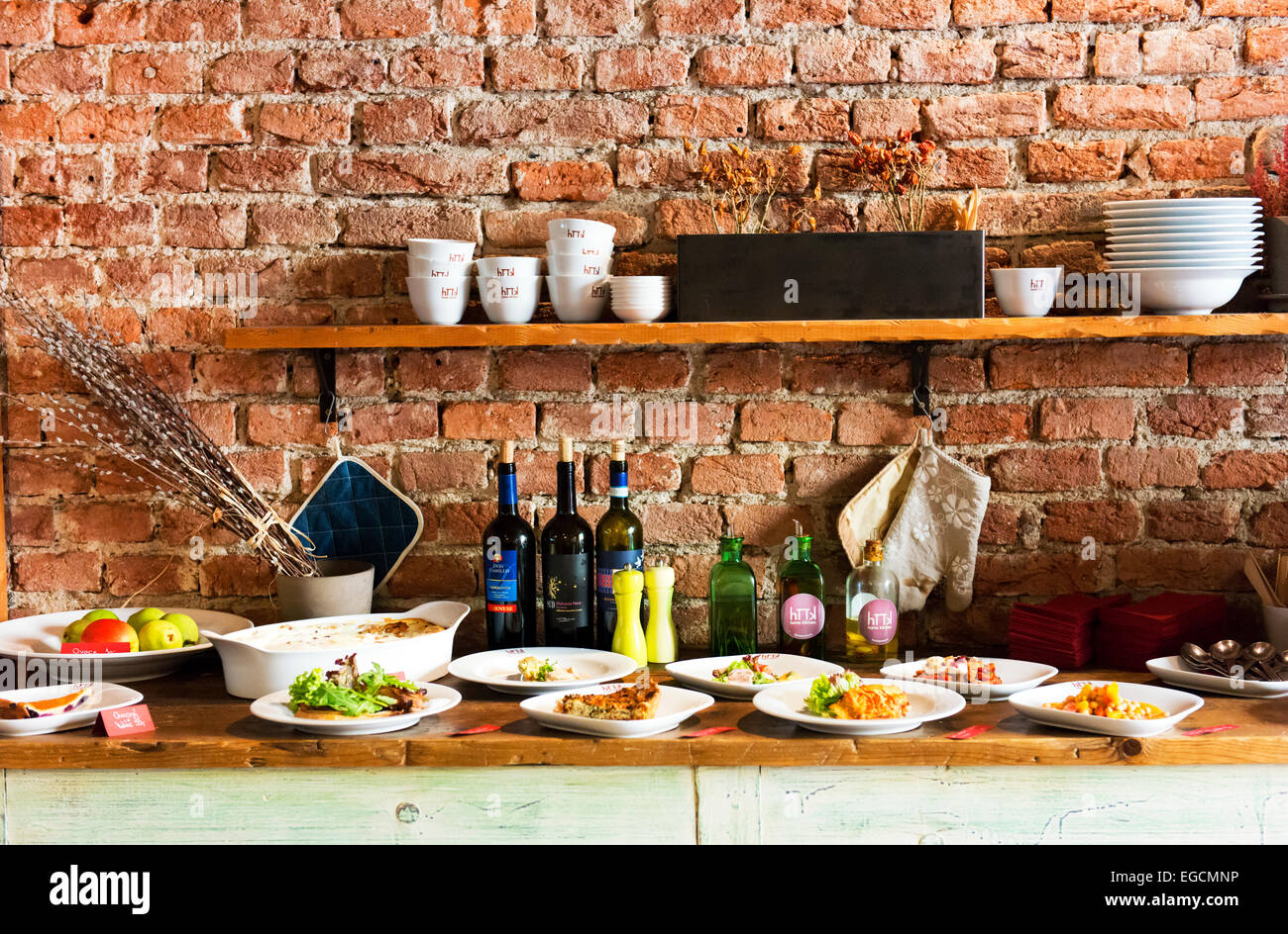 Fine food in the Home Kitchen restaurant in Prague's New Town. Stock Photo