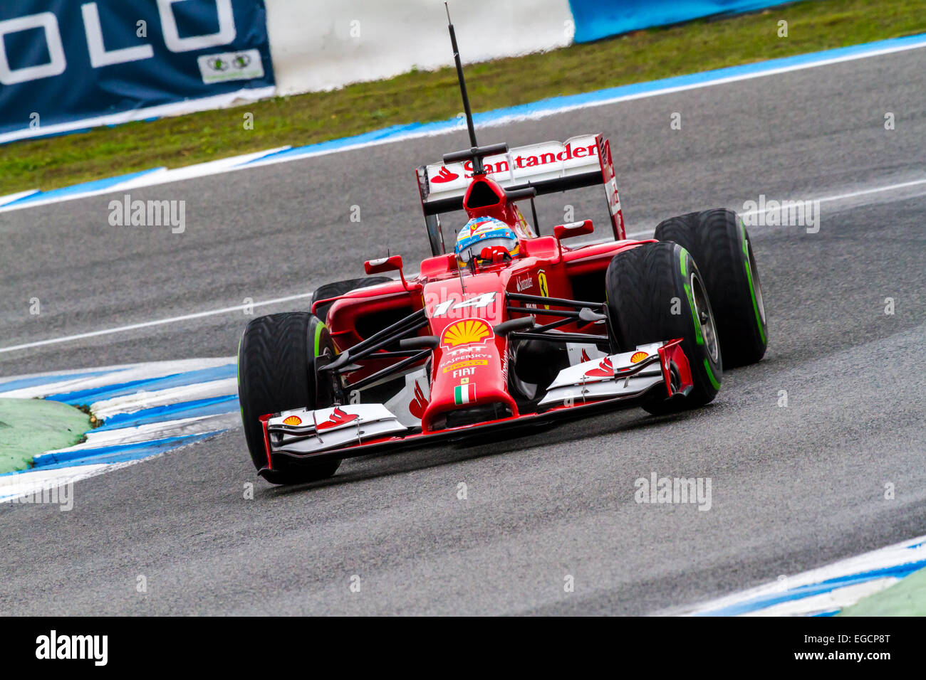 Fernando Alonso of Scuderia Ferrari F1 races on training session Stock ...