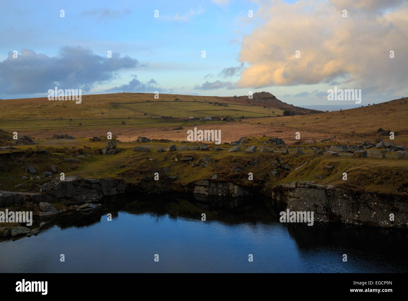 The Flooded Gold Diggings quarry on Bodmin Moor Stock Photo