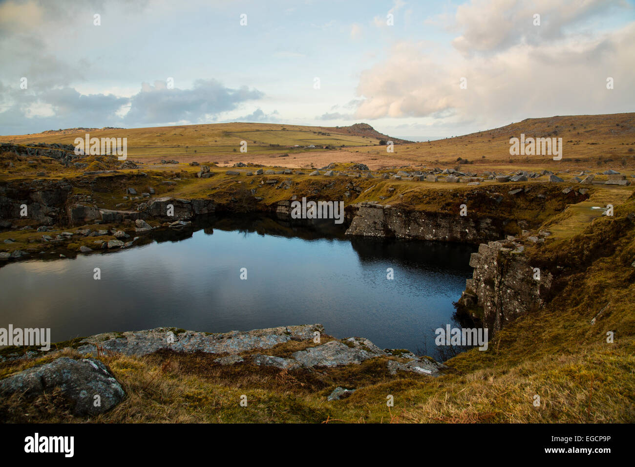 The long redundant flooded quarry locally know as gold diggings quarry  Stock Photo - Alamy