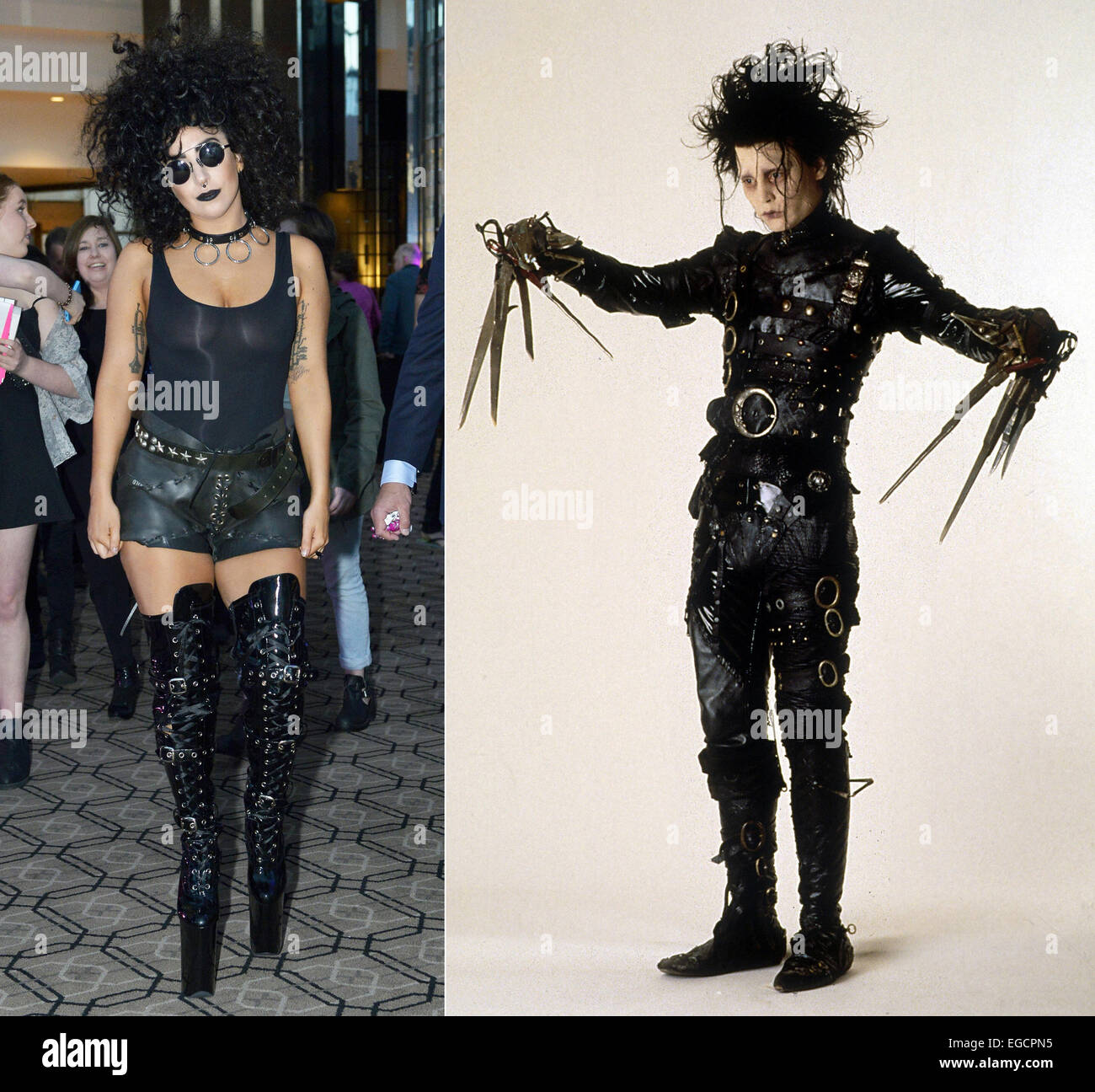 Lady Gaga recently departed the Perth Hotel dressed in an outfit which  strikingly resembled Tim Burton's famous creation, Edward Scissorhands Lady  Gaga seen leaving the Crown Perth Hotel on her way to