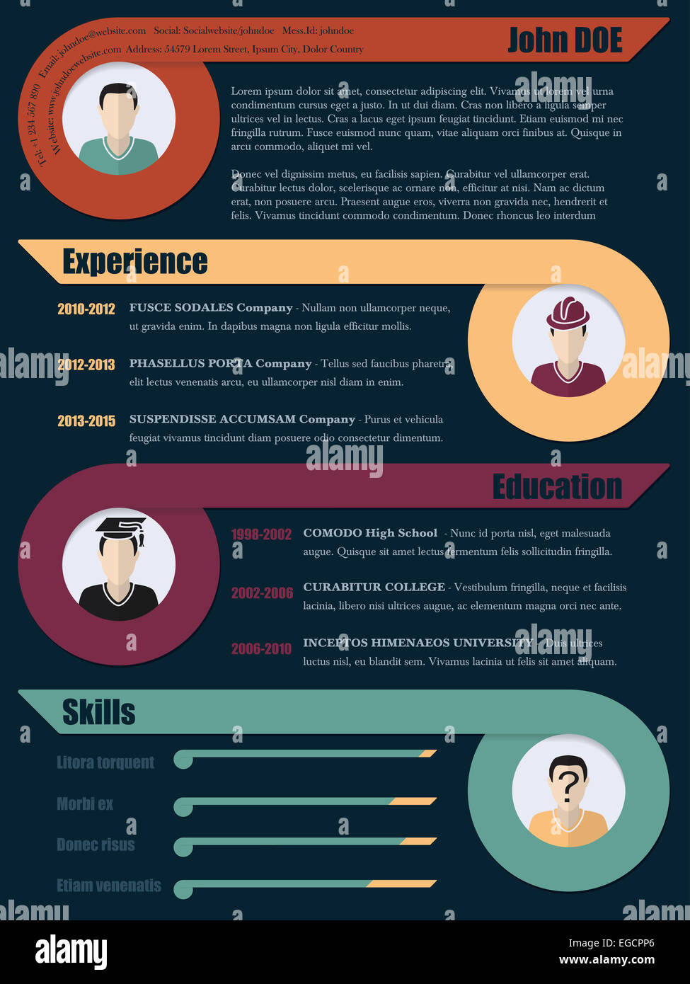 cool new resume design with colorful ribbons stock photo 78957262