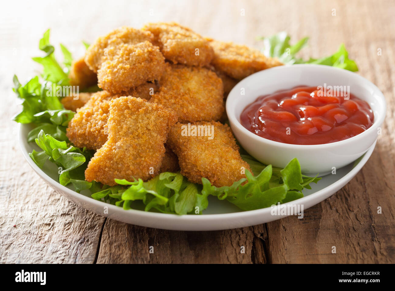 chicken nuggets with ketchup Stock Photo