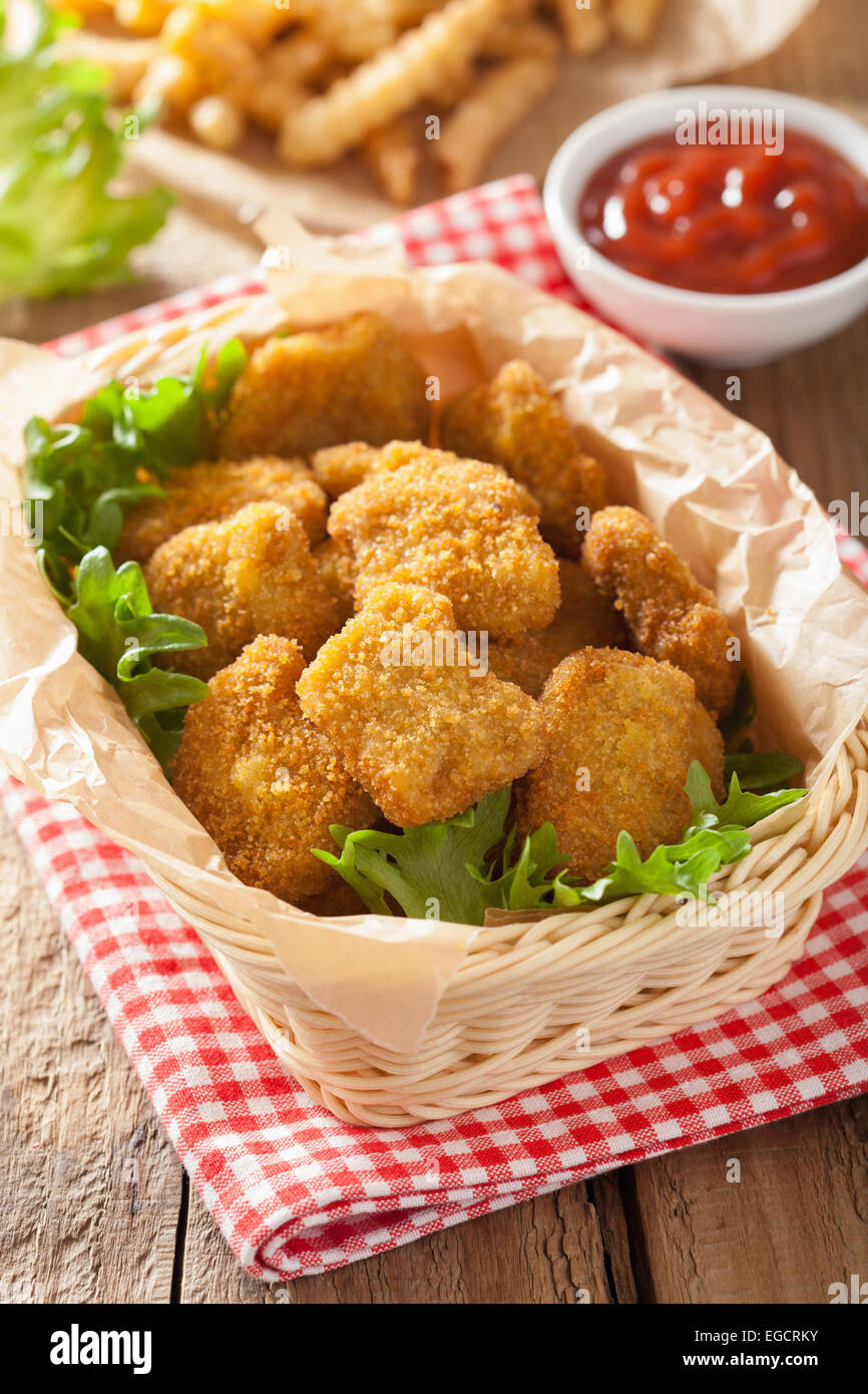 chicken nuggets with ketchup and french fries Stock Photo Alamy