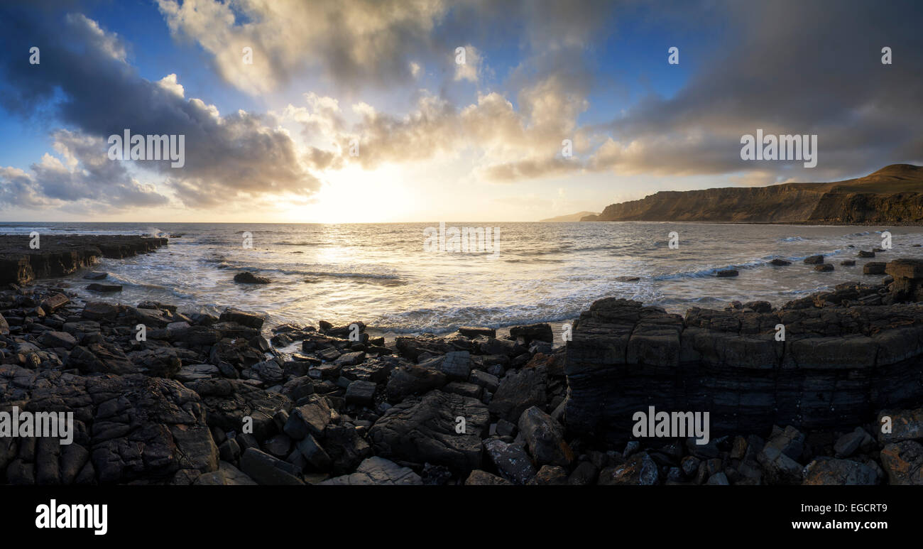 Brandy Bay sunset landscape in Dorset Stock Photo Alamy