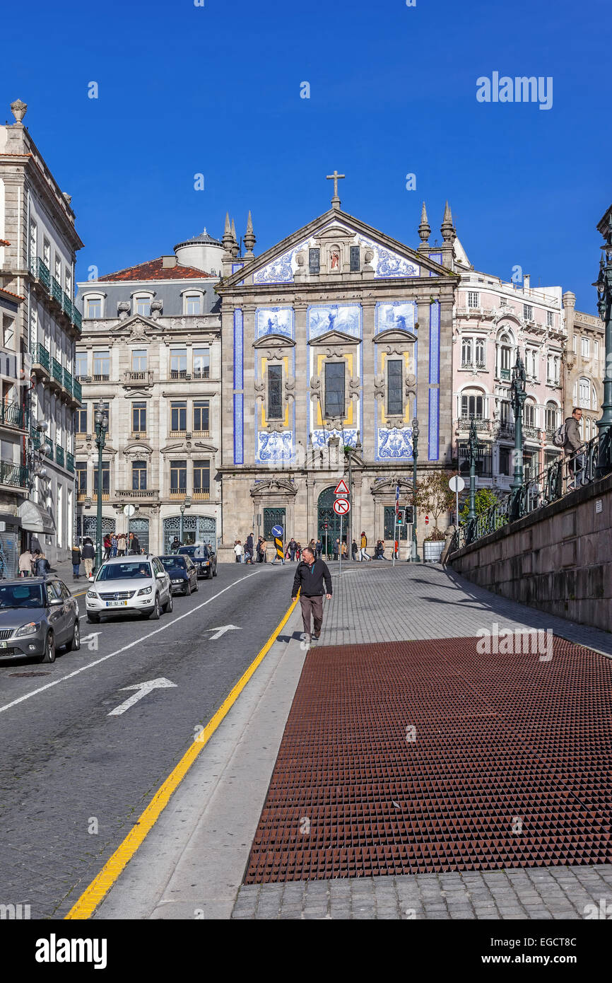 Porto, Portugal. Santo Antonio dos Congregados Church in Almeida Garrett Square. Baroque architecture Stock Photo
