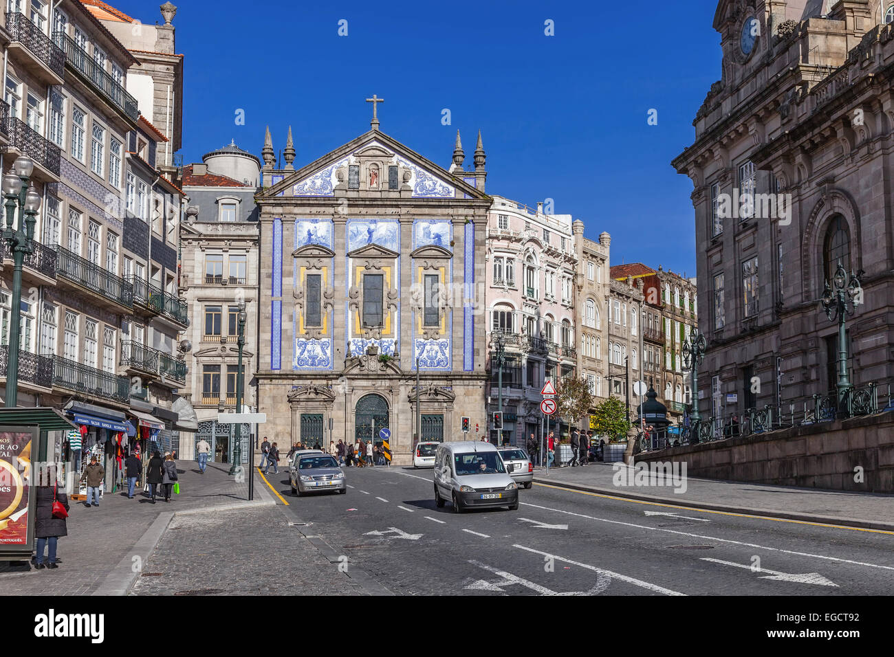 Porto, Portugal. Santo Antonio dos Congregados Church in Almeida Garrett Square. Baroque architecture Stock Photo