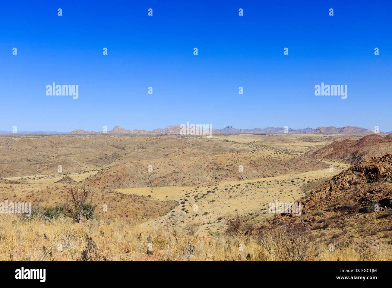 Tributary valley of the Swakop River, dry river, Tsaobis farm, Namib Desert, Namibia Stock Photo