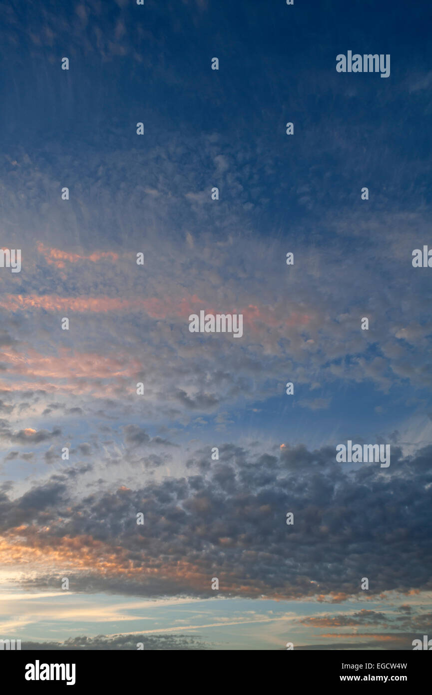 Evening sky with clouds, Altocumulus stratiformis clouds Stock Photo