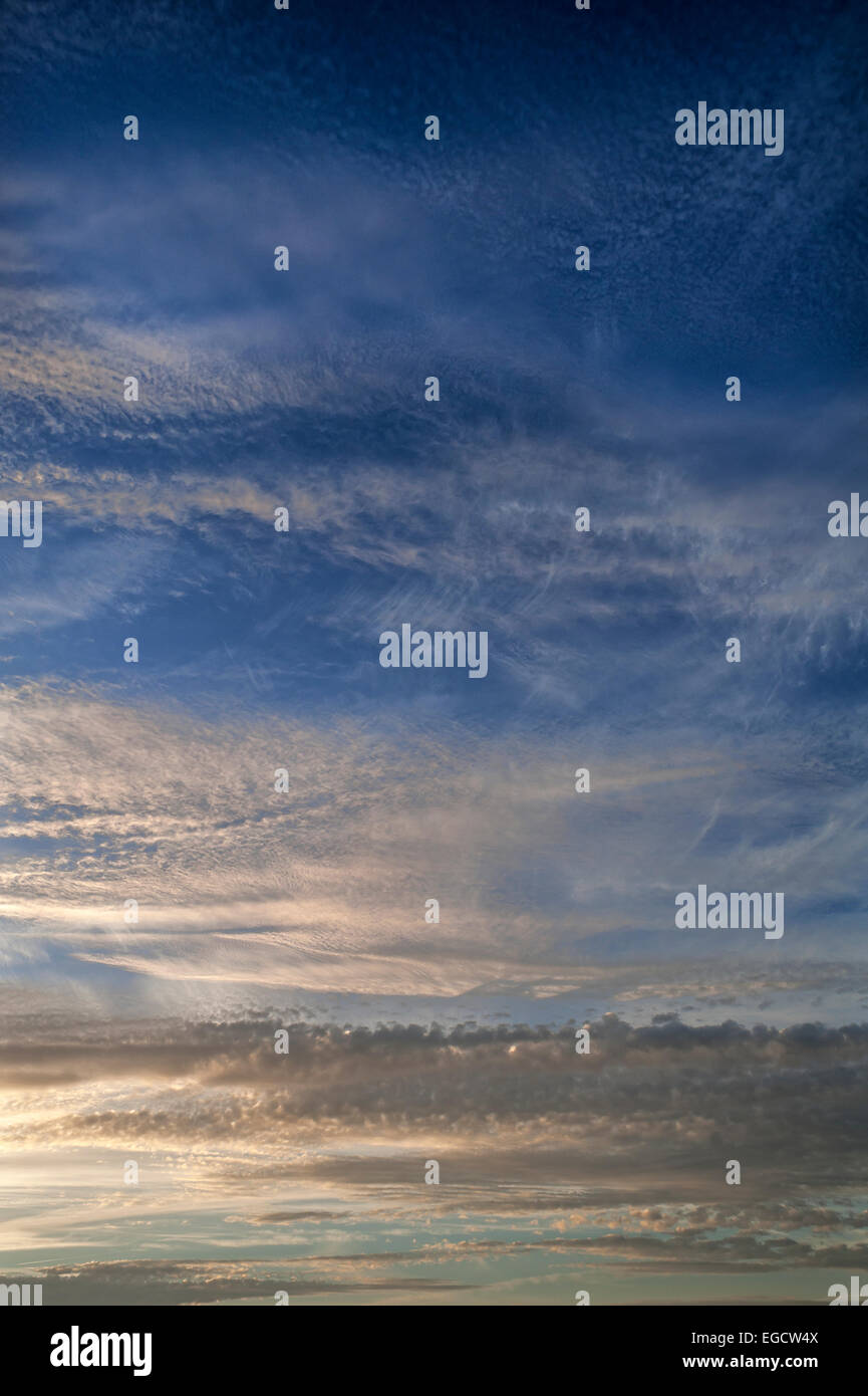 Evening sky with clouds, Altocumulus stratiformis clouds Stock Photo