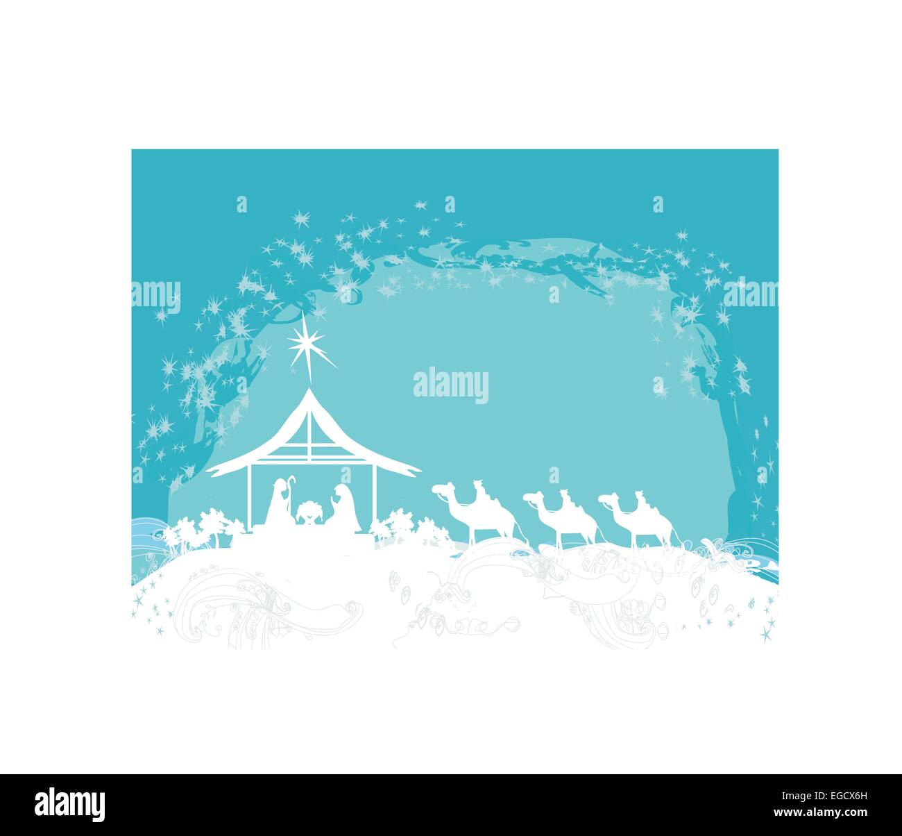 Christian Christmas nativity scene of baby Jesus in the manger Stock ...