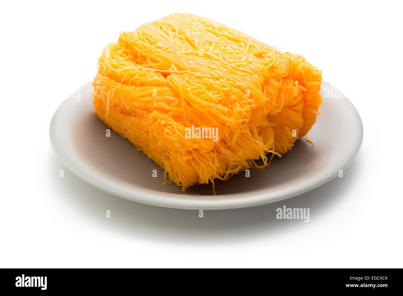 Thai sweetmeat dessert gold egg yolk thread called Foi Thong Stock Photo -  Alamy