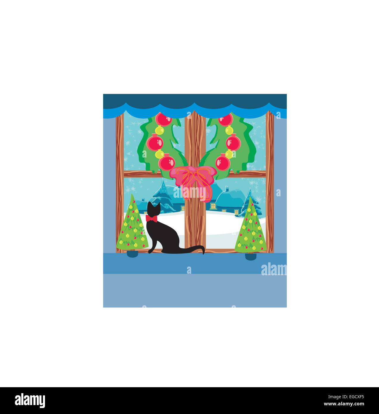 Cat window silhouette Stock Vector Images - Alamy