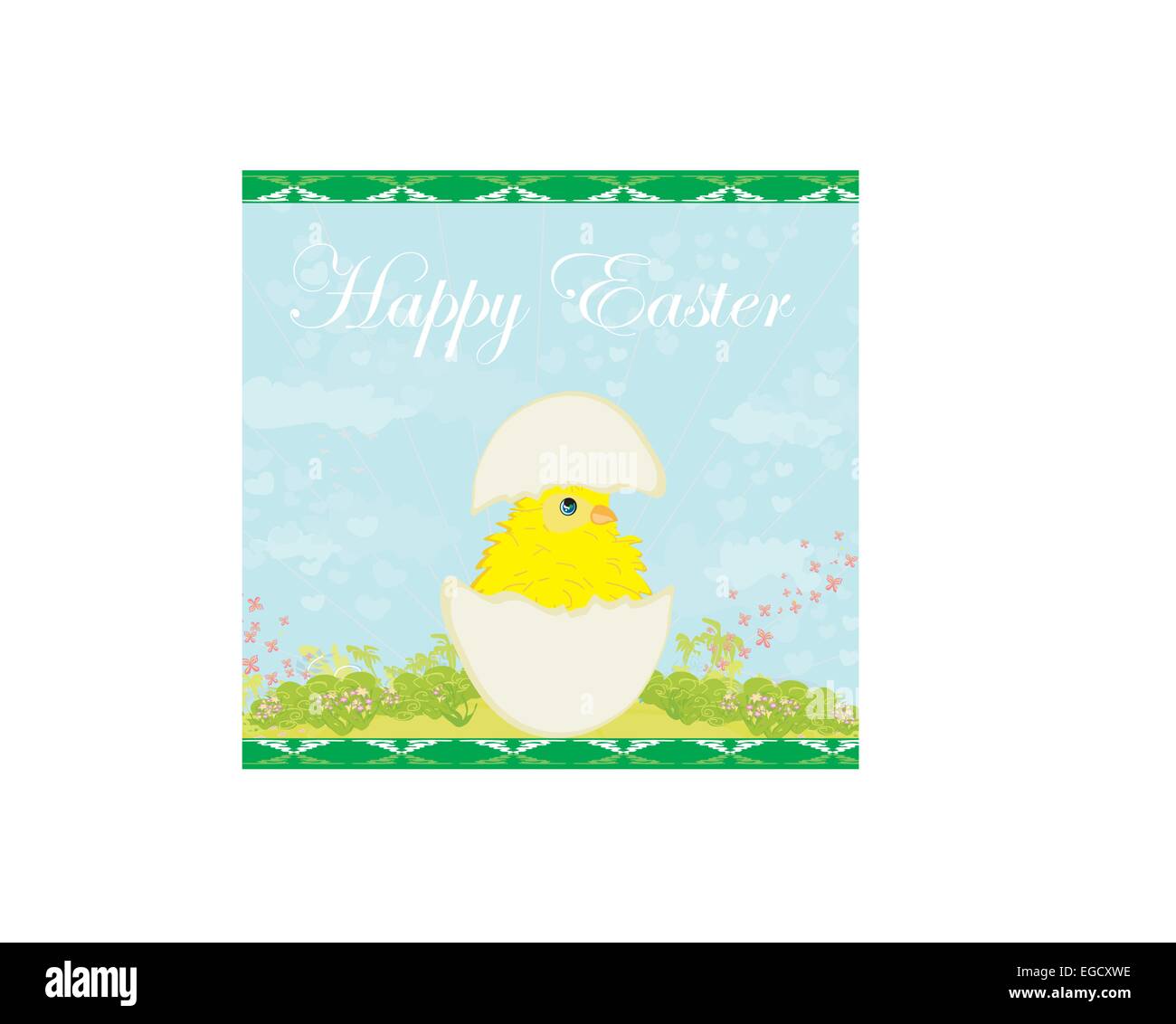 Cute easter chicken egg shell abstract card vector vectors hi-res stock ...