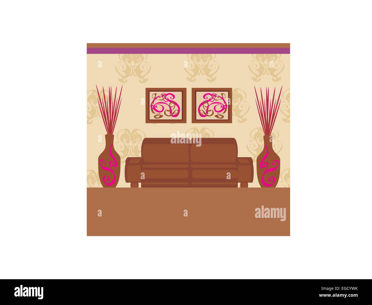 Fashionable interior of living room - vector Stock Vector Image & Art ...