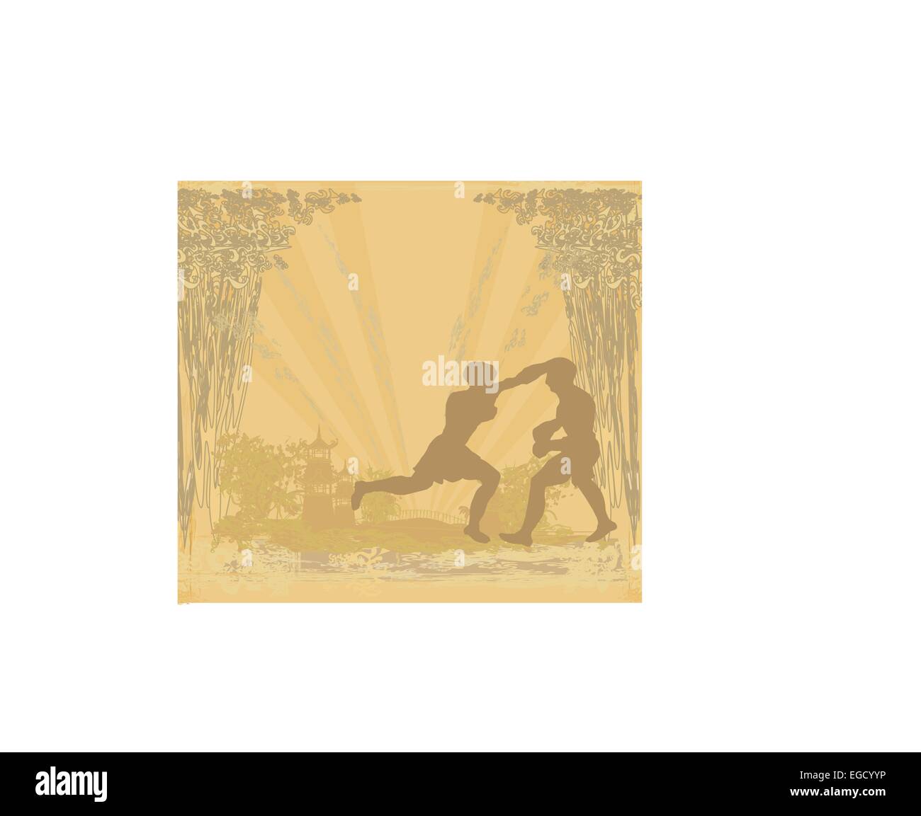 Muay Thai martial art from Thailand) Kickboxing, grunge