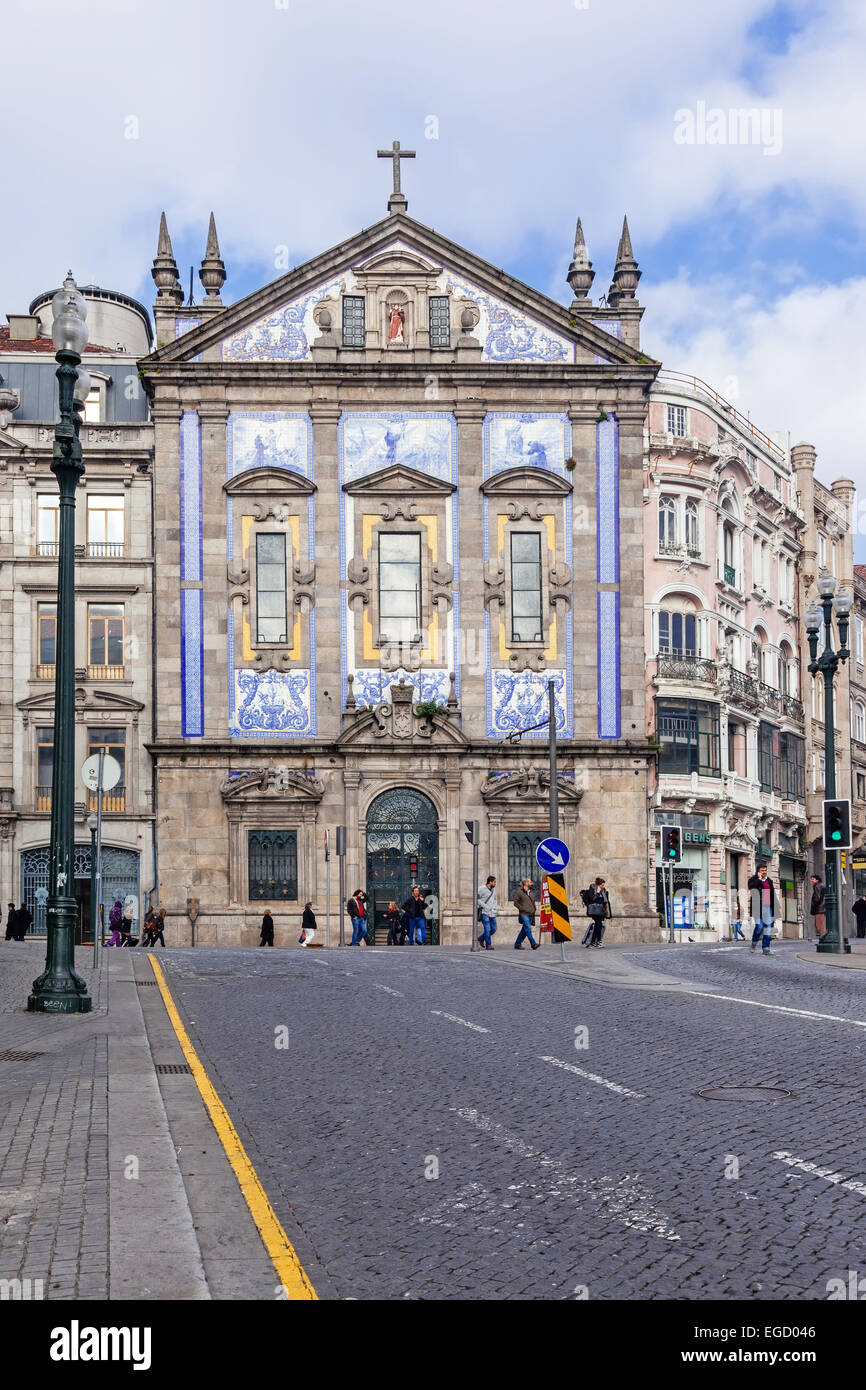 Porto, Portugal. Santo Antonio dos Congregados Church in Almeida Garrett Square. Baroque architecture Stock Photo